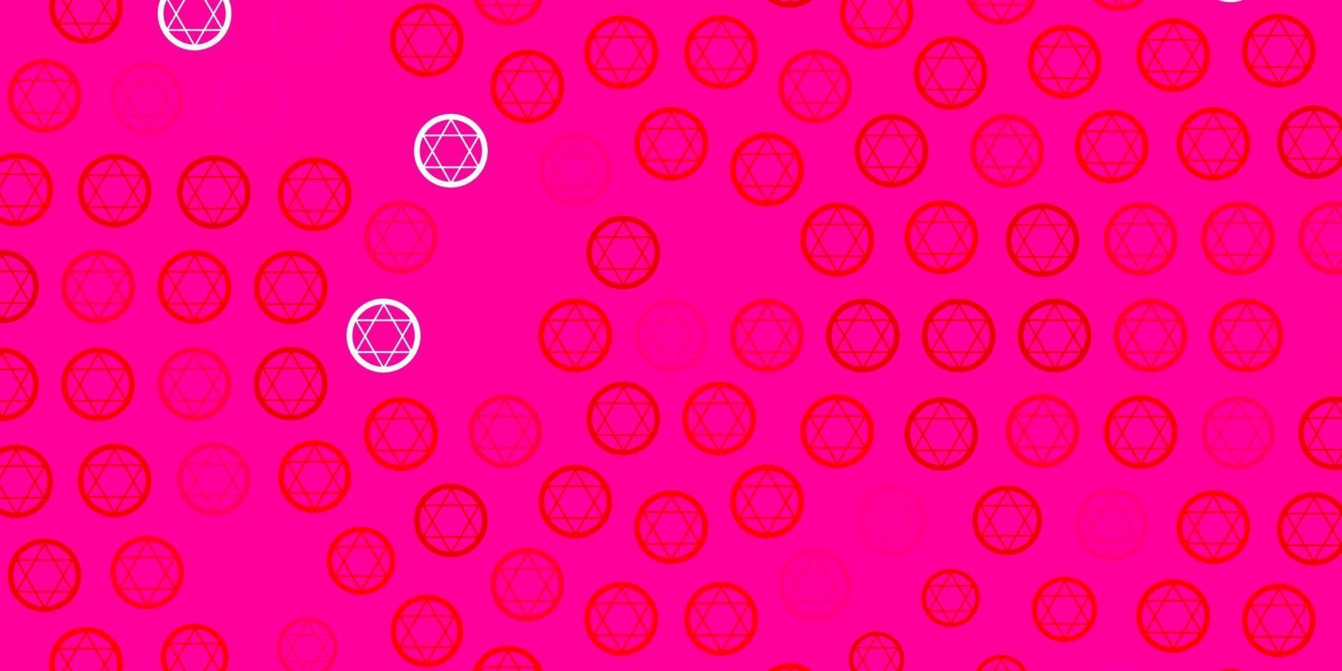 pano de fundo rosa claro, vermelho vector com símbolos de mistério.