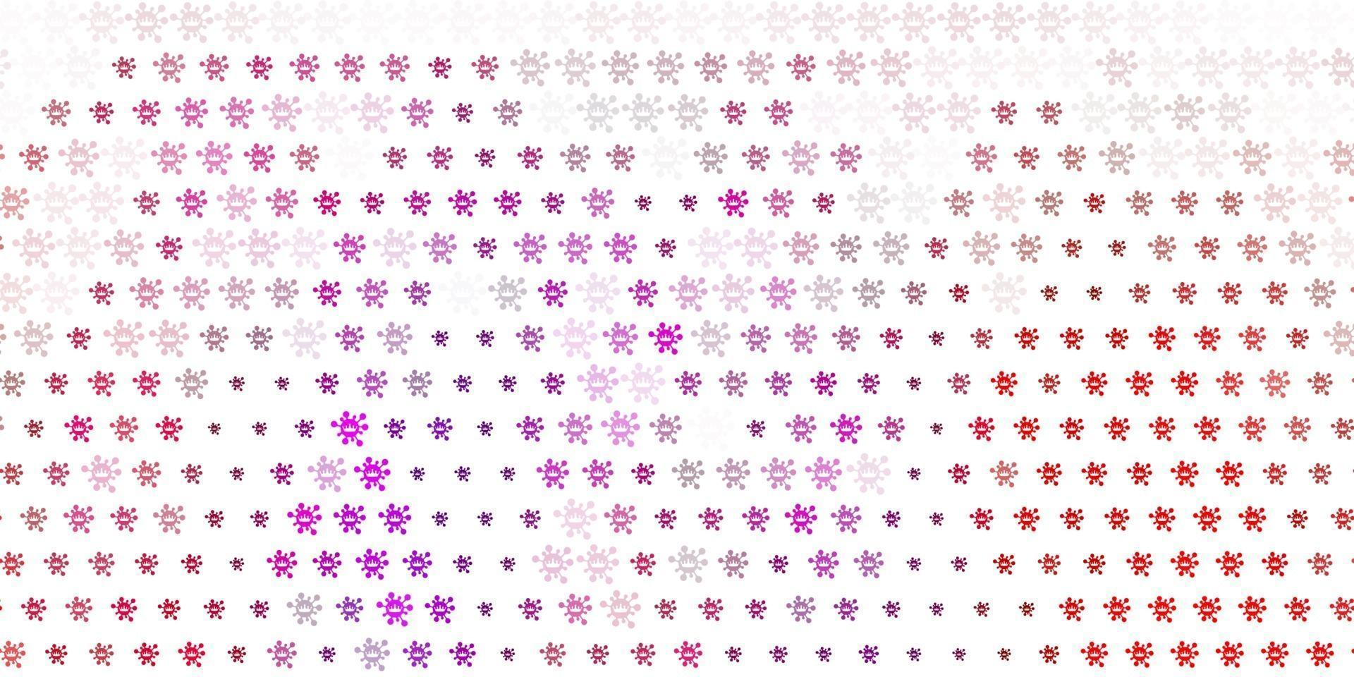 pano de fundo rosa claro, vermelho vector com símbolos de vírus.