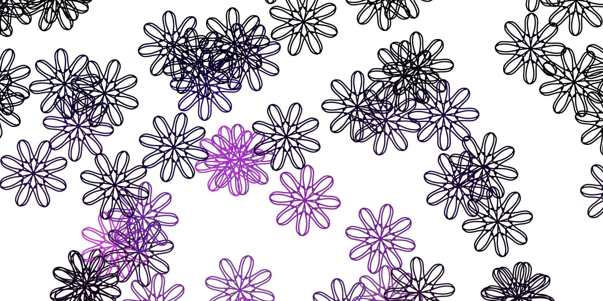 padrão de doodle de vetor de luz roxa com flores.