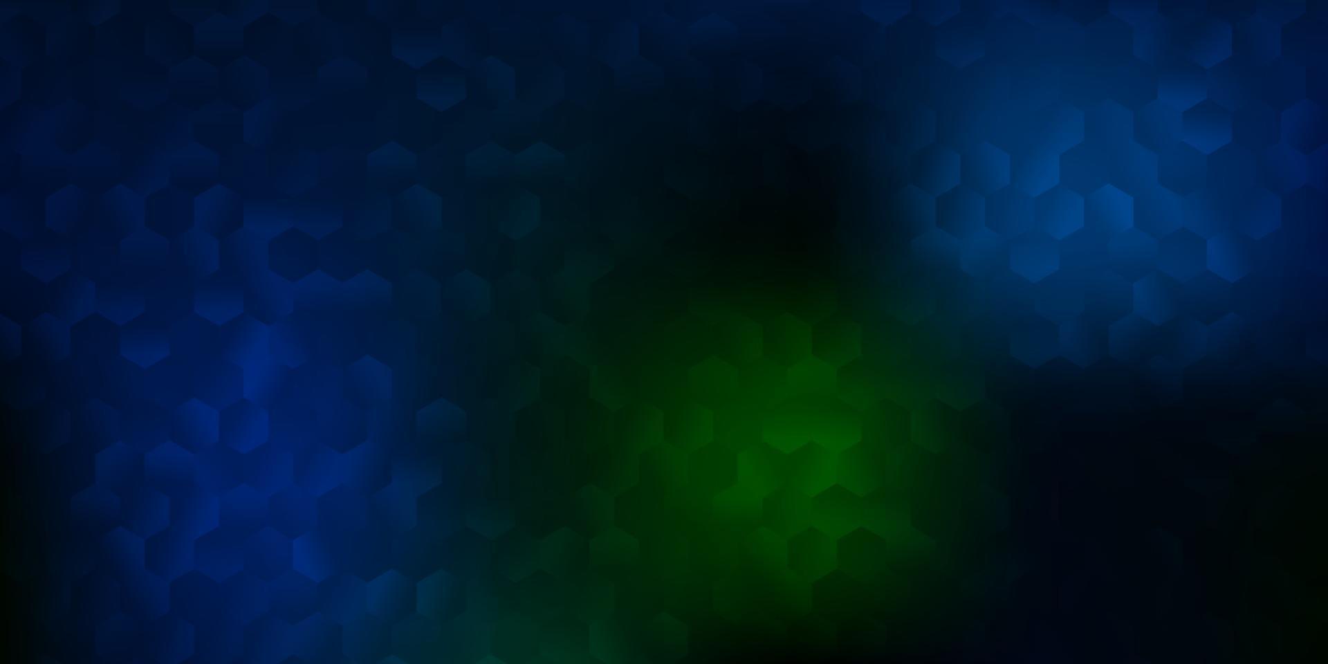 padrão de vetor azul e verde escuro com hexágonos.
