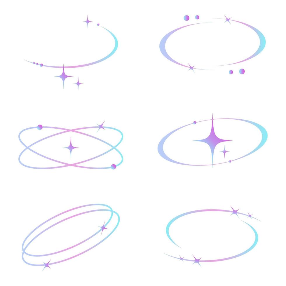 gradiente ano 2000 oval quadro, Armação com brilhar Estrela para decorar vetor