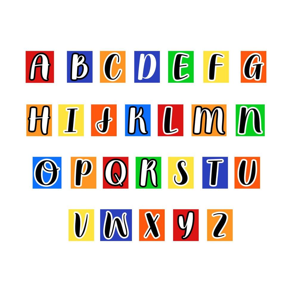 anônimo colorida ano 2000 alfabeto abc cartas. revista cortar Fora cartas. vetor
