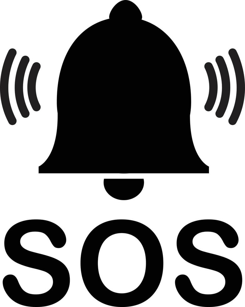 SOS Sino ícone em branco fundo. Atenção Sino placa. emergência alarme Socorro símbolo. plano estilo. vetor