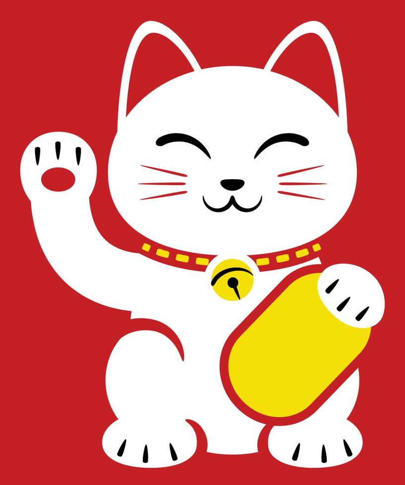 ilustração do por sorte gato dentro vermelho fundo vetor