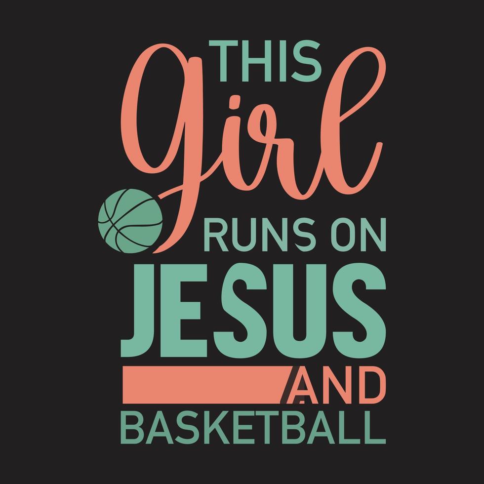 isto menina corre em Jesus e basquetebol vetor