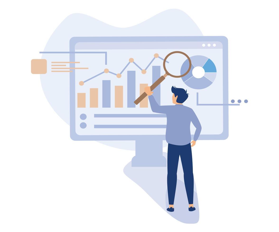 analytics Programas conceito, marketing pesquisar, clique monitorando, tag gerenciamento, foco grupo, alvo público, dados coleção, digital enquete, plano vetor moderno ilustração