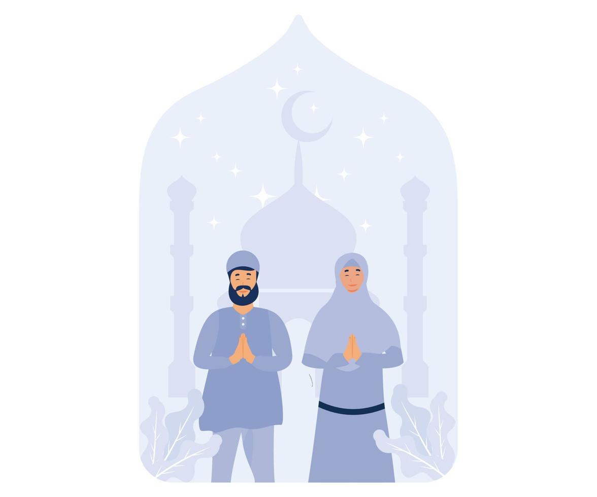 feliz eid mubarak, perdoar mim corpo e alma, cumprimento feliz eid al fitr, plano vetor moderno ilustração