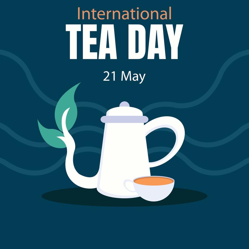 ilustração vetor gráfico do frondoso chaleira e bebendo copos, perfeito para internacional dia, internacional chá dia, comemoro, cumprimento cartão, etc.