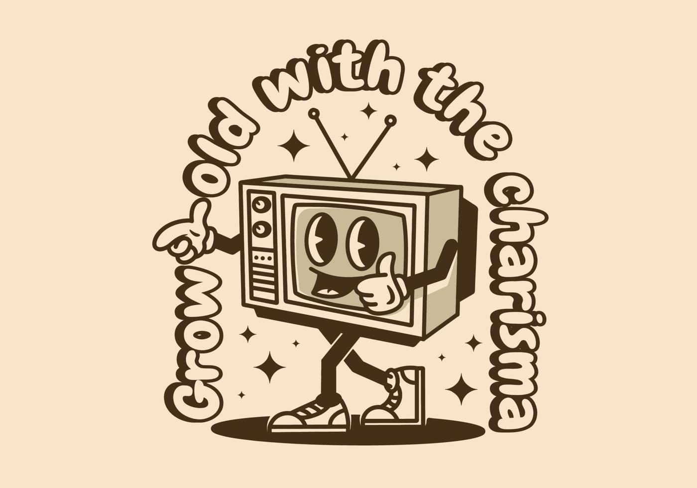 mascote personagem Projeto do a velho televisão vetor