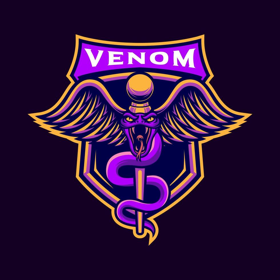 veneno e serpente mascote esport logotipo para flâmula vetor