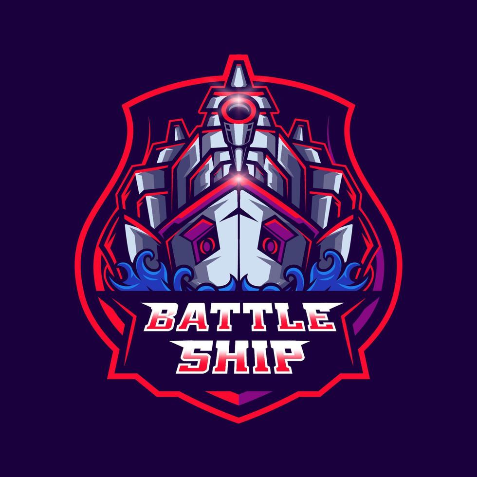 encouraçado mascote logotipo Projeto. navio de guerra vetor ilustração. logotipo ilustração para mascote ou símbolo e identidade, emblema Esportes ou e-sports jogos equipe