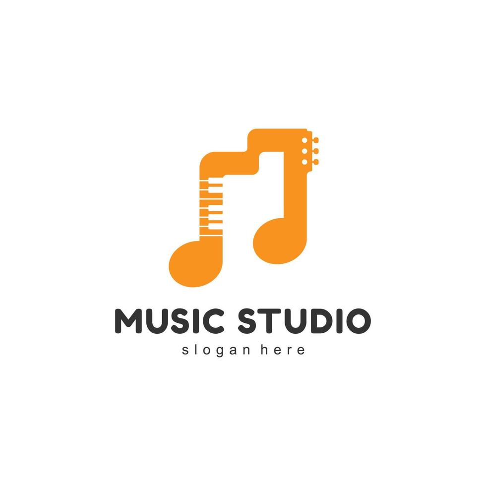 moderno música tom logotipo com piano e guitarra silhueta, música logotipo modelo vetor