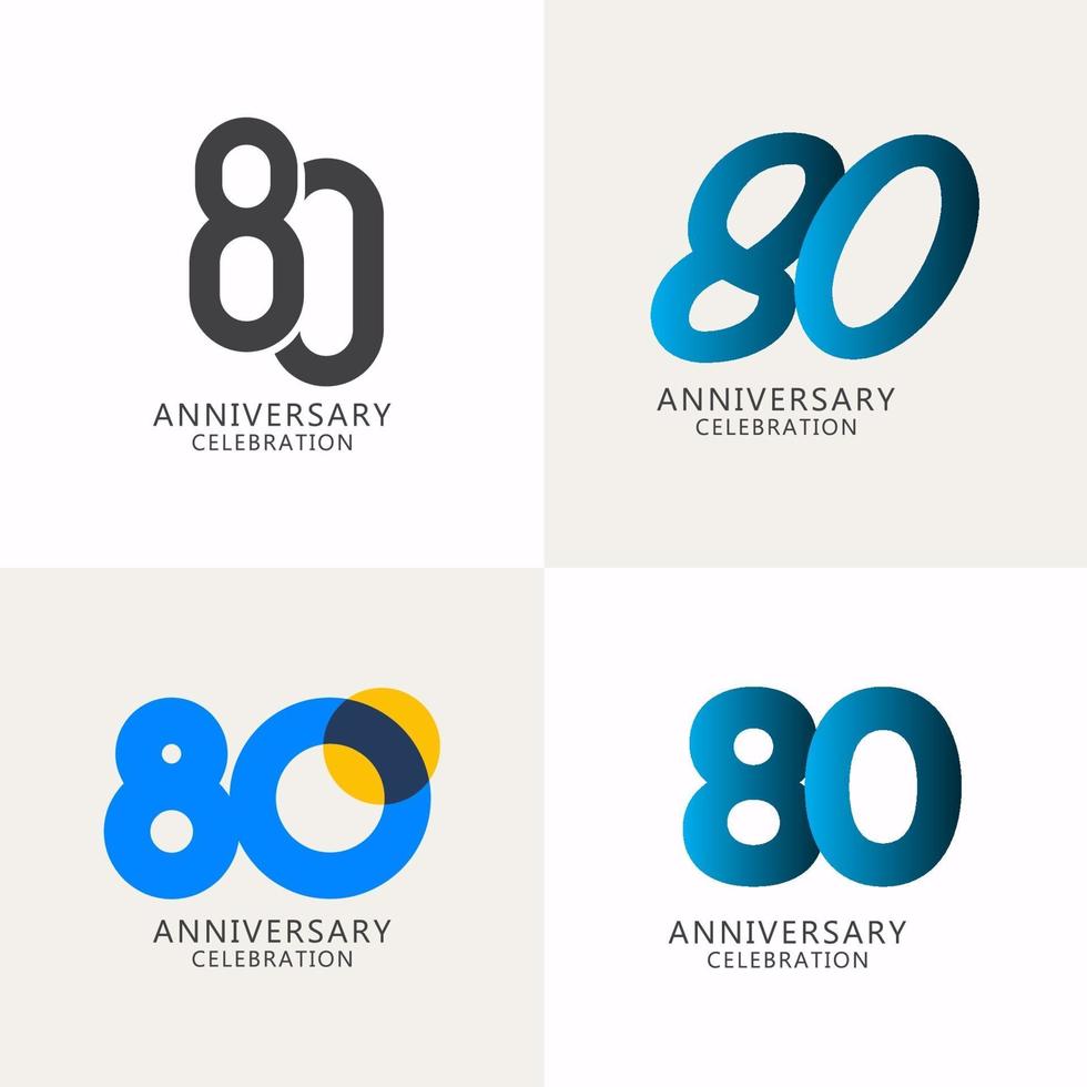 80 anos de comemoração de aniversário compilação logotipo vetor modelo design ilustração
