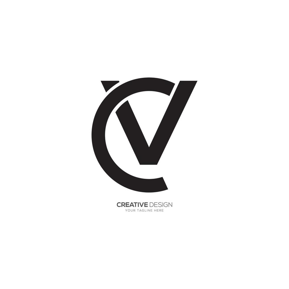 carta c v criativo forma monograma simples logotipo vetor