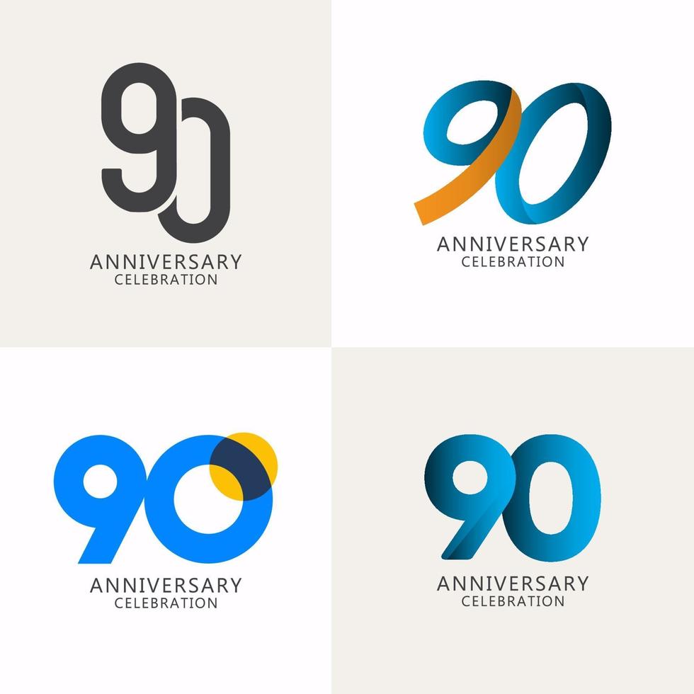 Compilação de comemoração de aniversário de 90 anos logotipo vetor modelo design ilustração