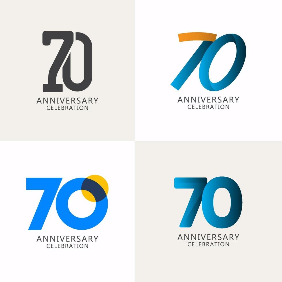 70 anos de comemoração de aniversário compilação logotipo vetor modelo design ilustração