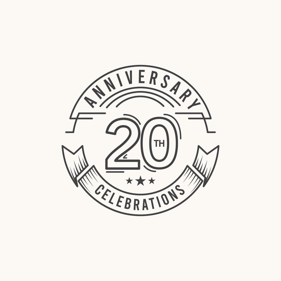 Ilustração do projeto do modelo do vetor do logotipo da celebração de aniversário de 20 anos