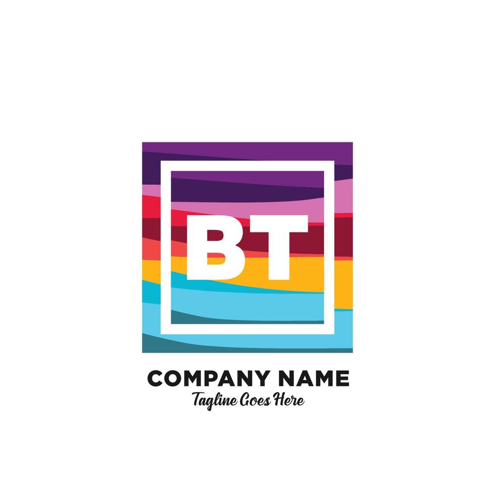 bt inicial logotipo com colorida modelo vetor. vetor