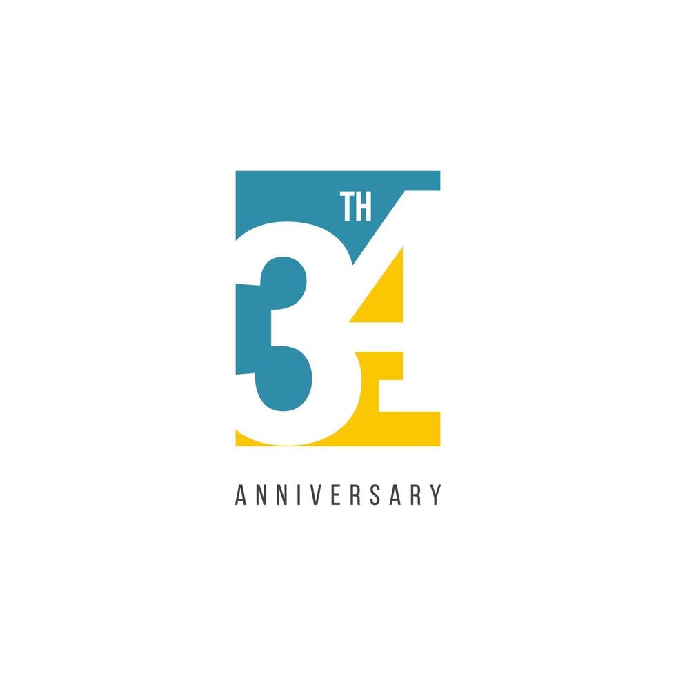 Ilustração do projeto do modelo do logotipo da celebração do 34º aniversário vetor