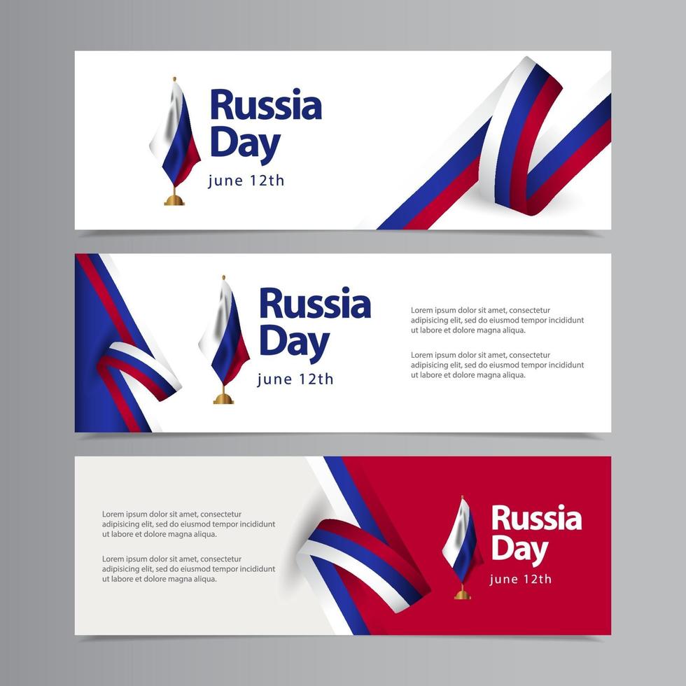 ilustração de design de modelo vetorial feliz celebração do dia da independência da Rússia vetor