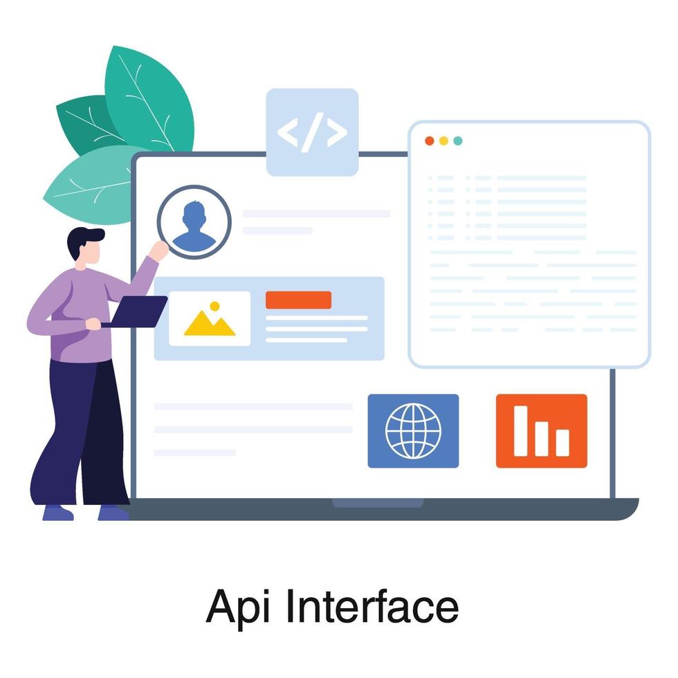 conceito de interface de programação de aplicativo vetor