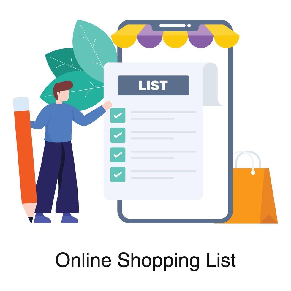 conceito de lista de compras online vetor