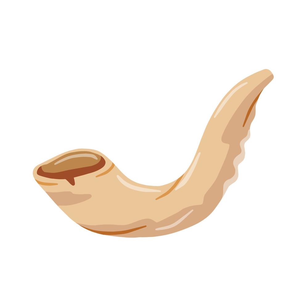 judaico chifre shofar. ritual religioso antigo trompete. plano desenho animado ilustração vetor