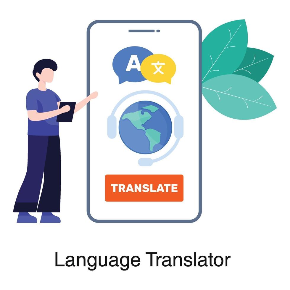conceito de aplicativo de tradução de linguagem vetor