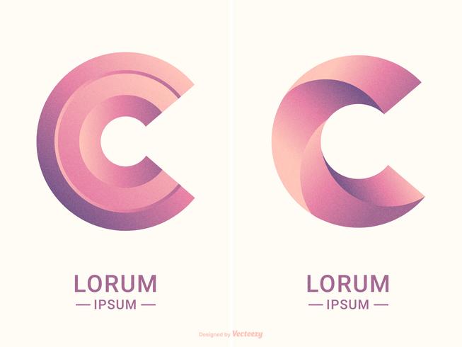 Modelos de Design de logotipo de vetor abstrato letra C Tipografia