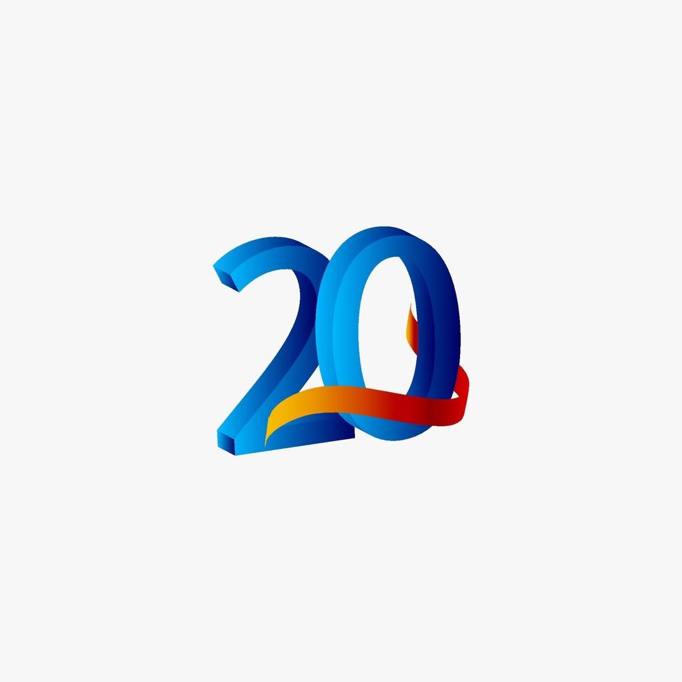 20 anos de comemoração de aniversário número azul ilustração de design de modelo de vetor