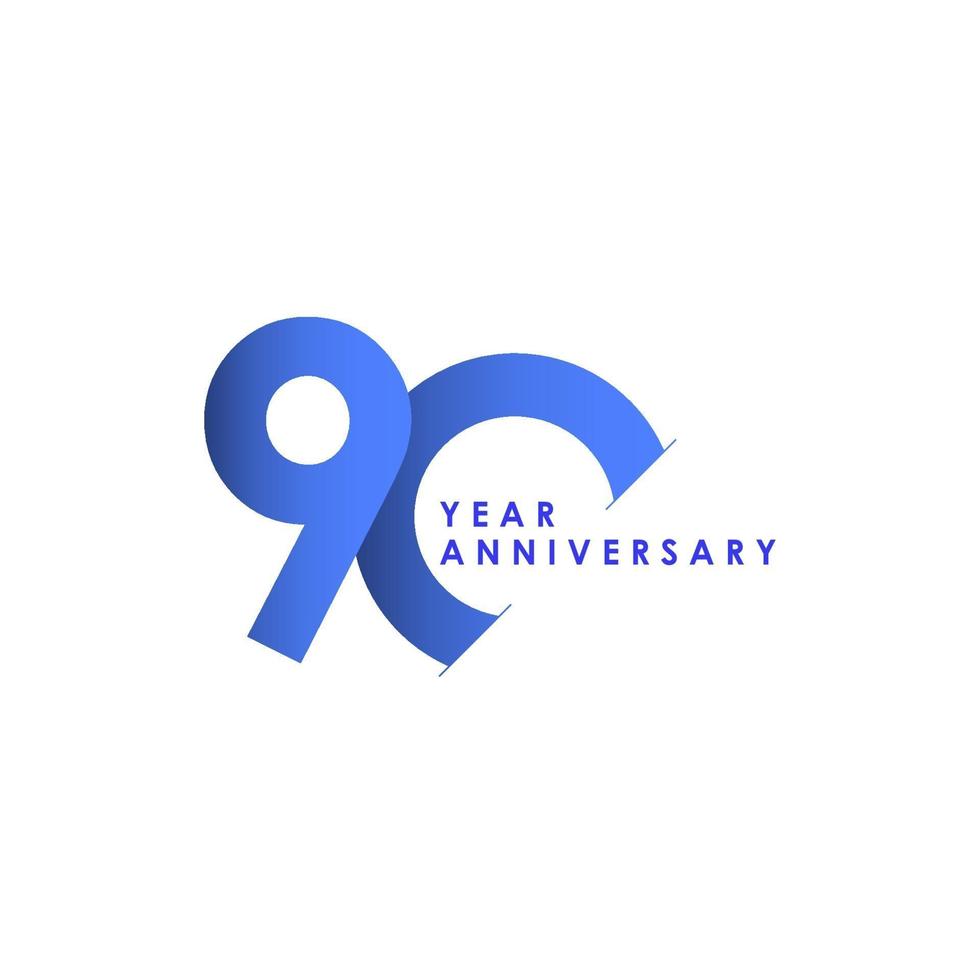 Ilustração do projeto do modelo do vetor gradiente azul celebração do aniversário de 90 anos