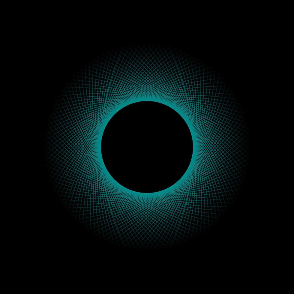 ciano Preto orifício espirógrafo vetor modelo. mandala linhas solar eclipse.