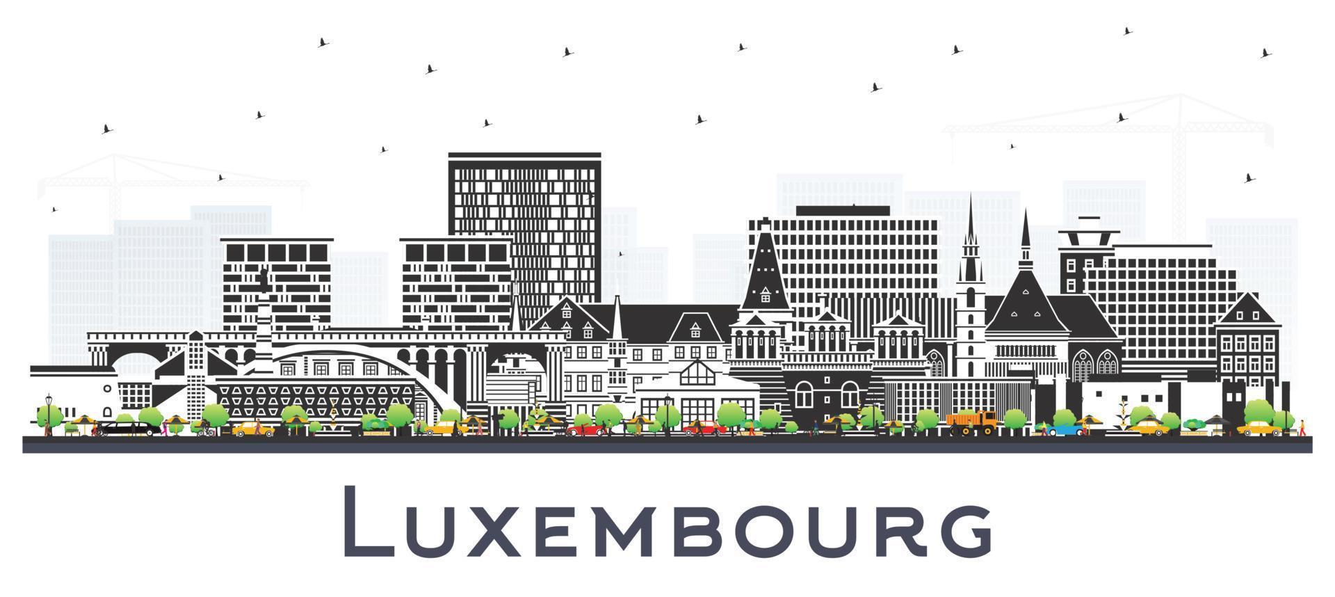 Luxemburgo cidade Horizonte com cor edifícios isolado em branco. vetor ilustração. Luxemburgo paisagem urbana com pontos de referência.