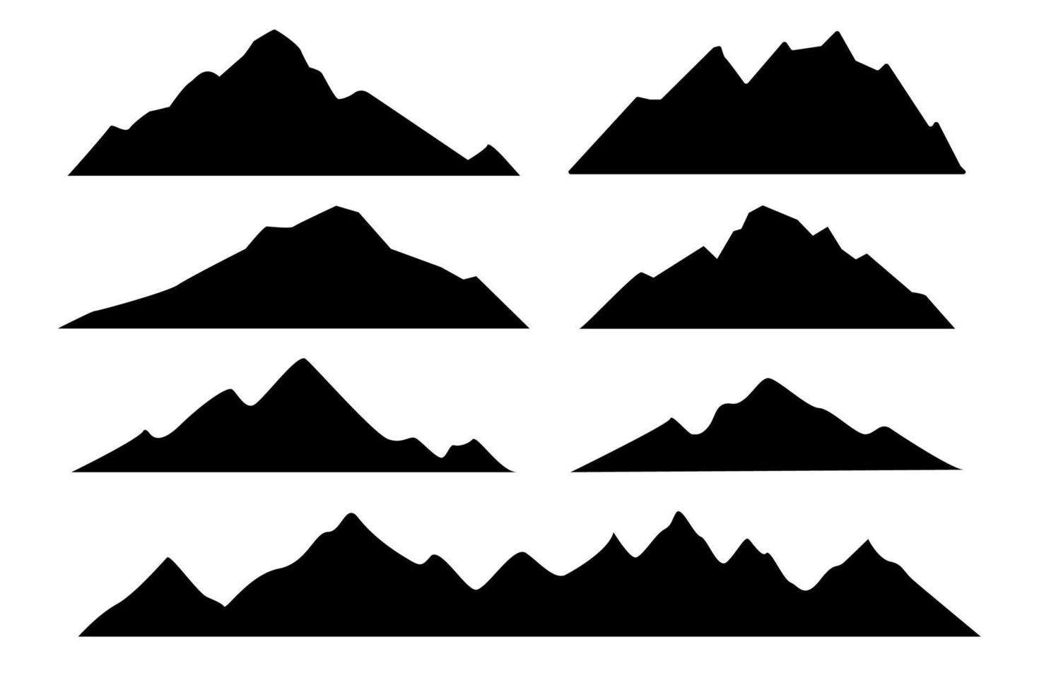 coleção do montanha desenhos dentro plano estilo em branco isolado fundo. vetor