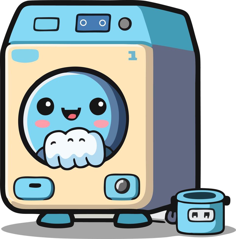 lavanderia máquina chibi kawaii estilo 2d Vectro ilustração estilo eps10 vetor
