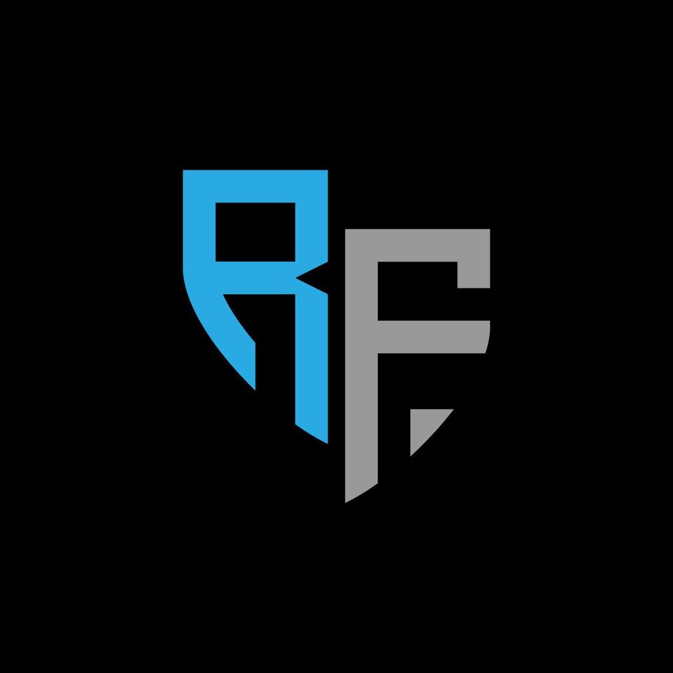 rf abstrato monograma logotipo Projeto em Preto fundo. rf criativo iniciais carta logotipo conceito. vetor