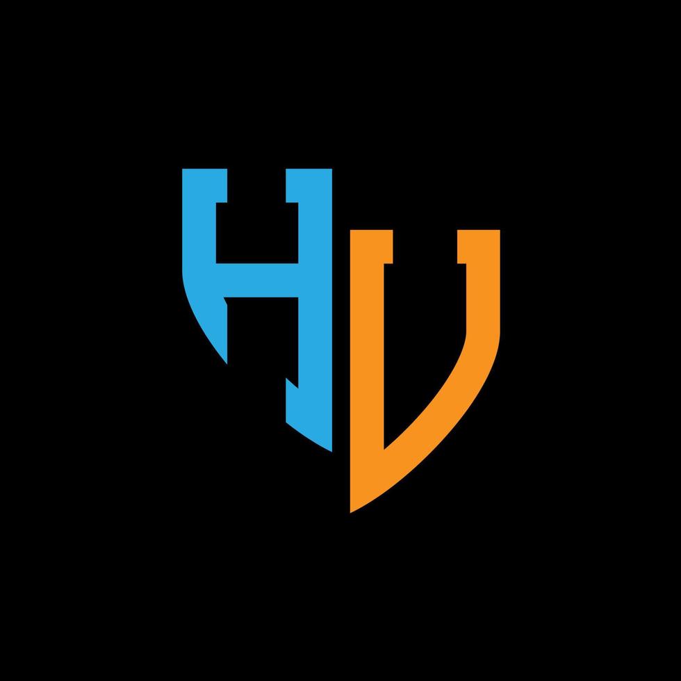 hu abstrato monograma logotipo Projeto em Preto fundo. hu criativo iniciais carta logotipo conceito. vetor