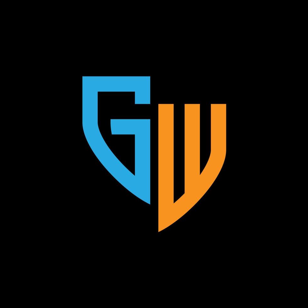 gw abstrato monograma logotipo Projeto em Preto fundo. gw criativo iniciais carta logotipo conceito. vetor