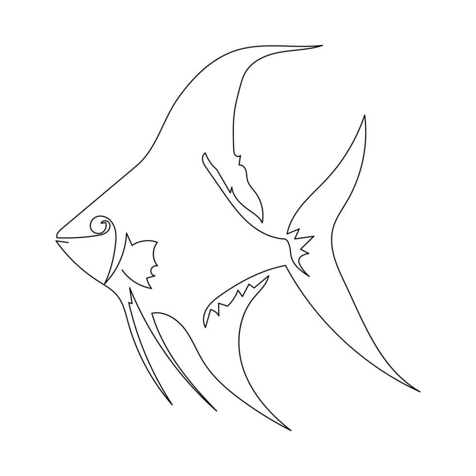 1 linha desenhando do a anjo peixe vetor