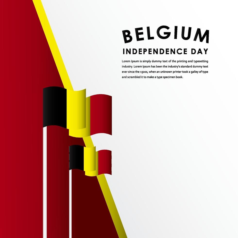 feliz comemoração do dia da independência da bélgica ilustração vetorial design de modelo vetor