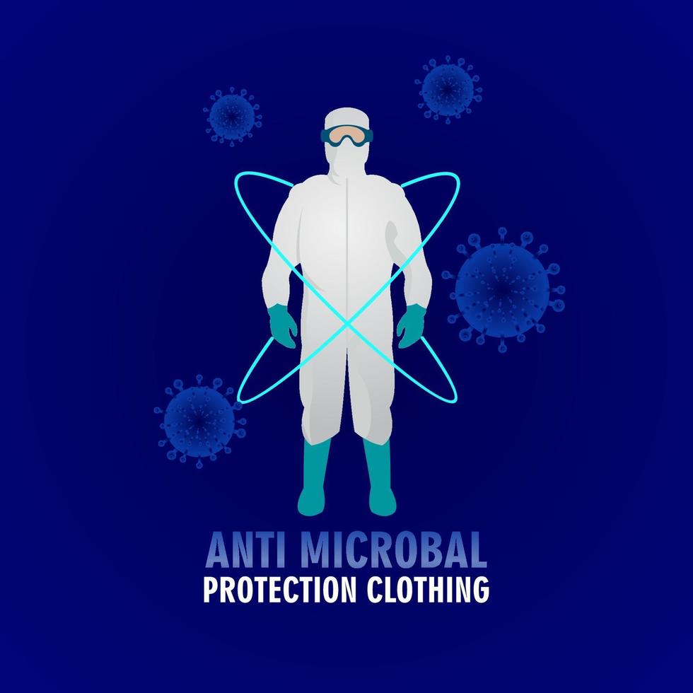 roupa de proteção anti-microbiana, obrigado equipe médica corona vírus covid-19 ilustração de design de modelo vetorial vetor