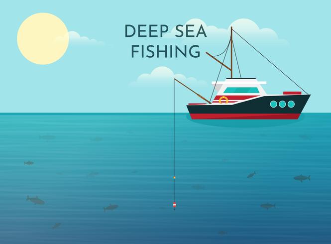 Fundo de pesca em alto mar vetor
