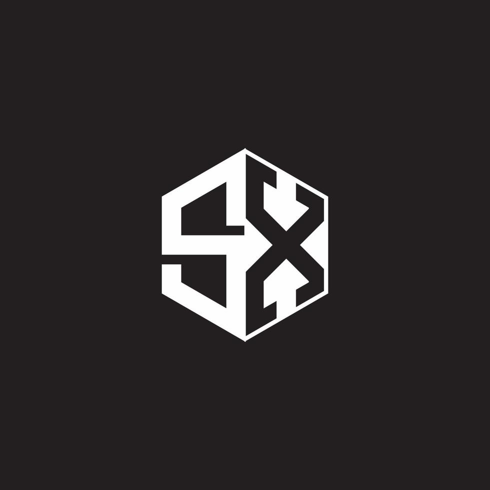 sx logotipo monograma hexágono com Preto fundo negativo espaço estilo vetor