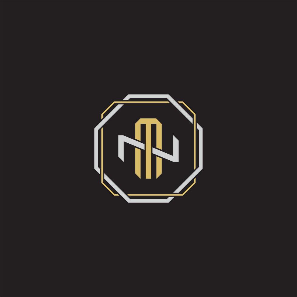 mn inicial carta sobreposição interligar logotipo monograma linha arte estilo vetor