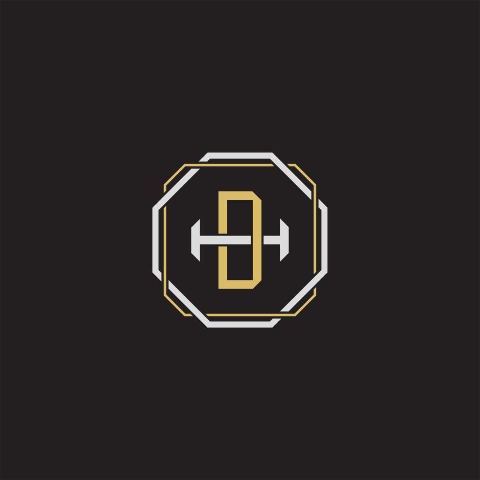 dh inicial carta sobreposição interligar logotipo monograma linha arte estilo vetor