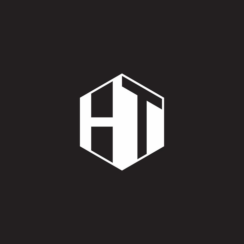 ht logotipo monograma hexágono com Preto fundo negativo espaço estilo vetor