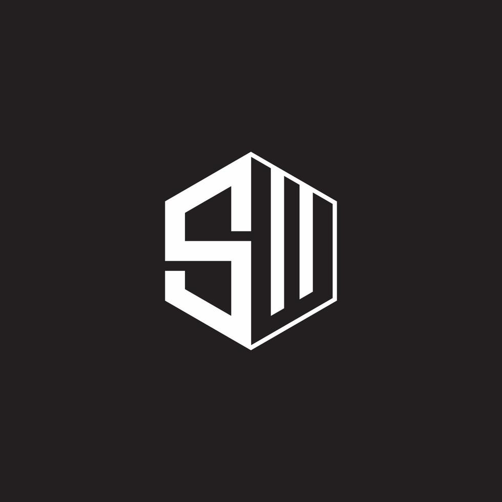 sw logotipo monograma hexágono com Preto fundo negativo espaço estilo vetor