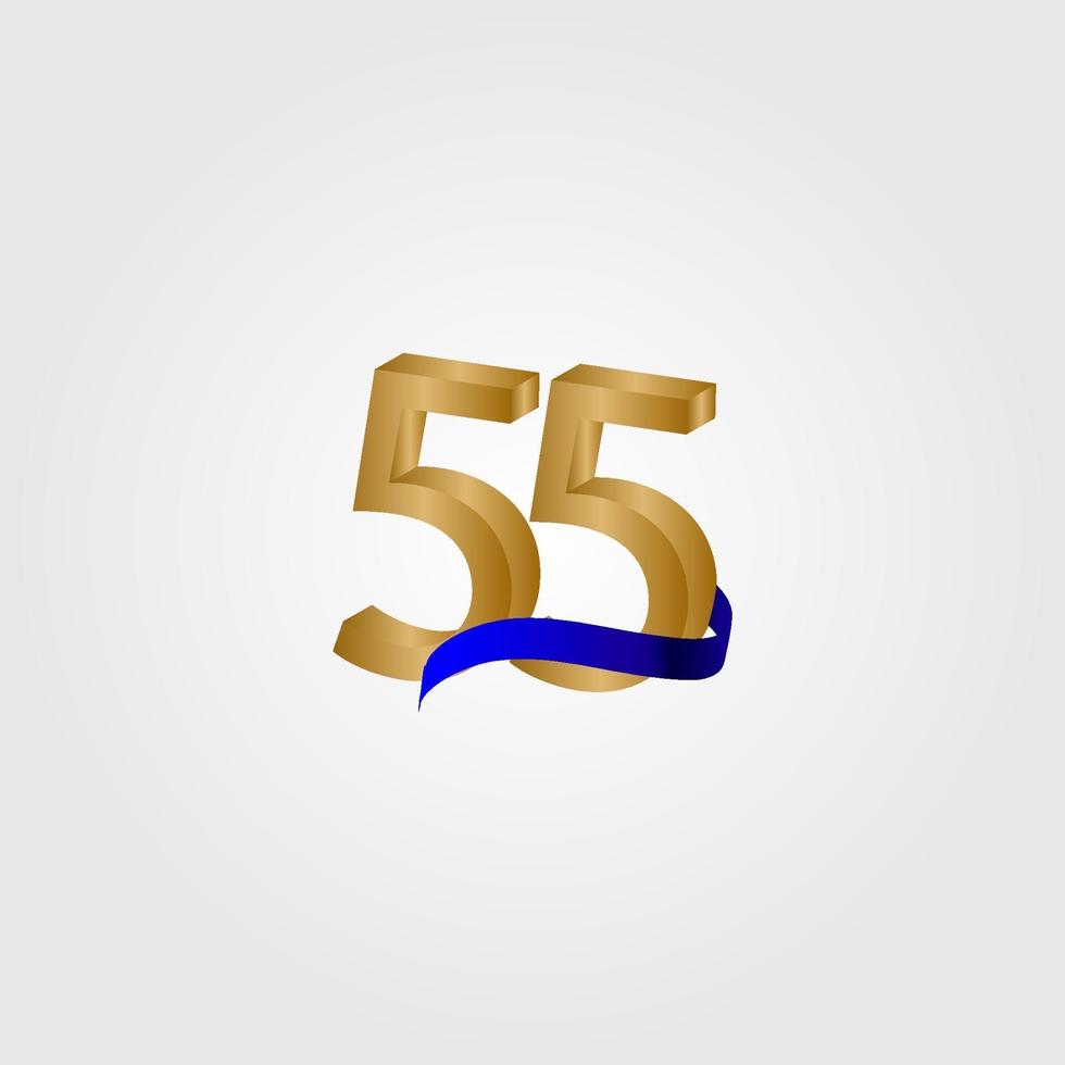 55 anos aniversário comemoração número ouro vetor modelo design ilustração