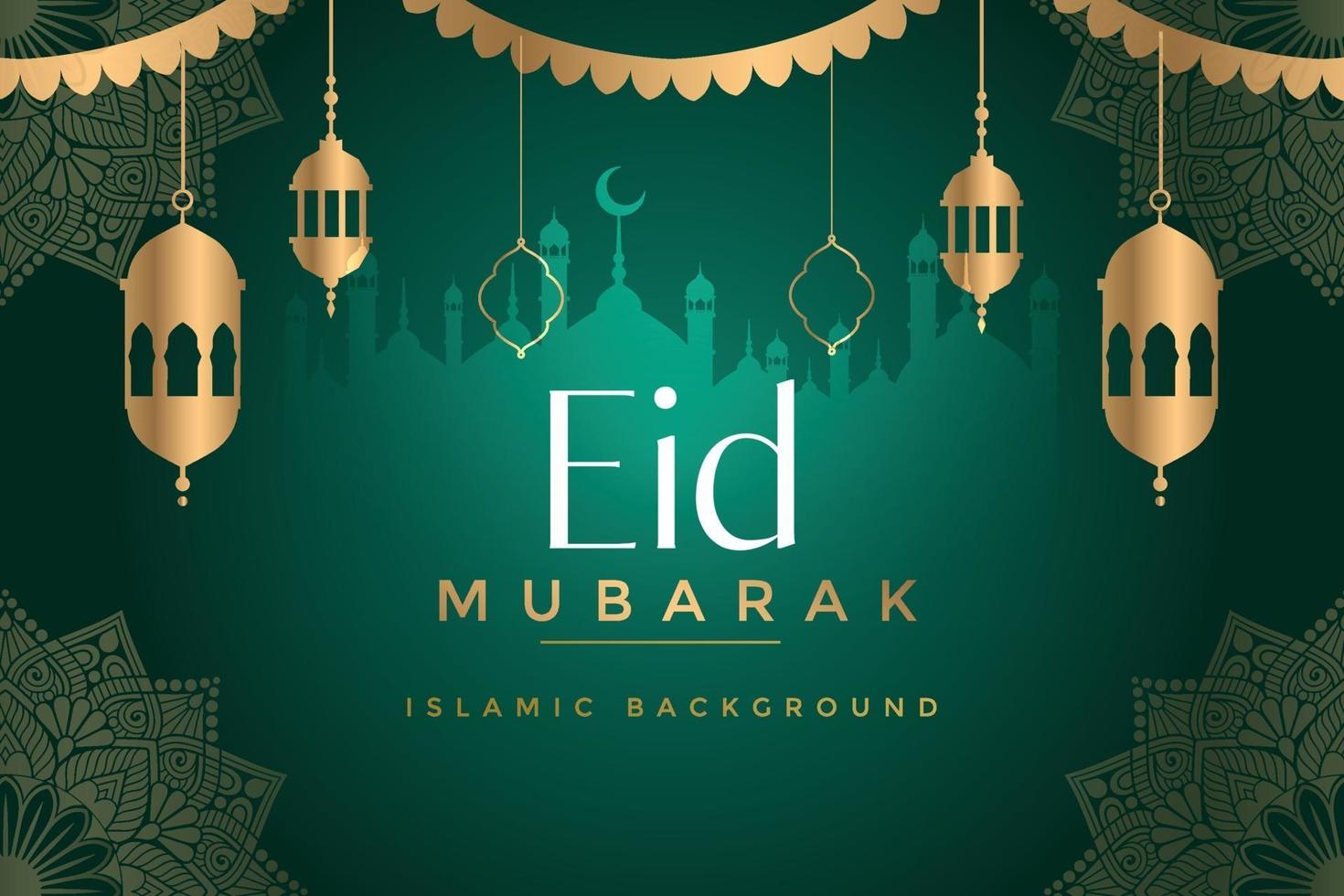 Modelo de plano de fundo de saudação eid mubarak vetor