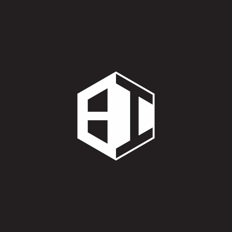 bi logotipo monograma hexágono com Preto fundo negativo espaço estilo vetor